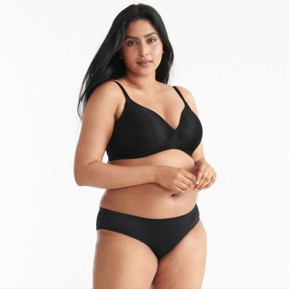 Knix Black textured lace Wingwoman Contour Bra 8+ 40F 42F 40G 42G